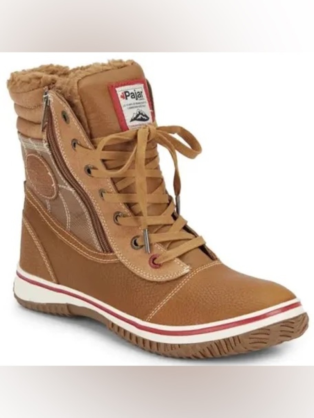 Pajar Brown Lace-Up Ankle Boots with Side Zipper